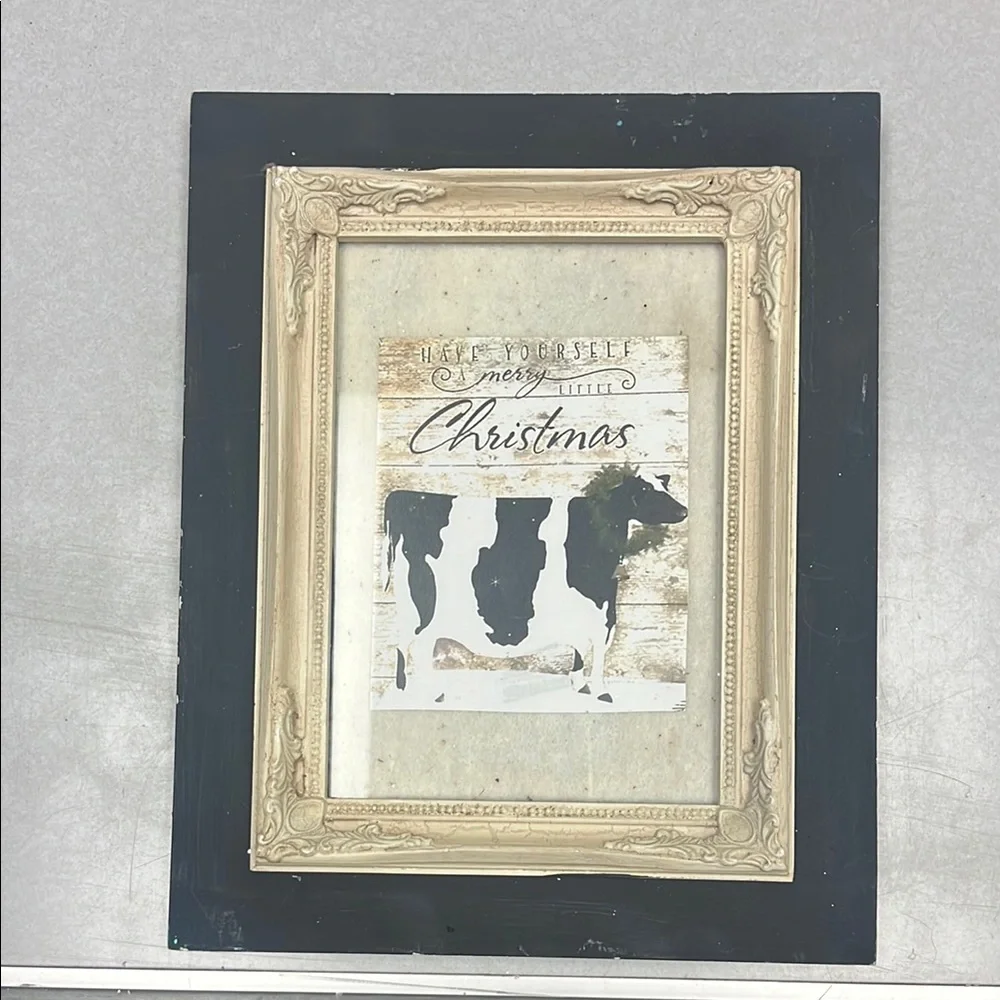Rustic Christmas Cow Wall Art